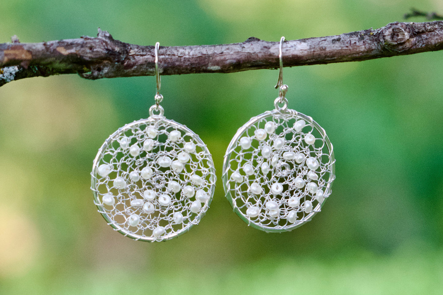 Sterling Silver Crocheted Earrings