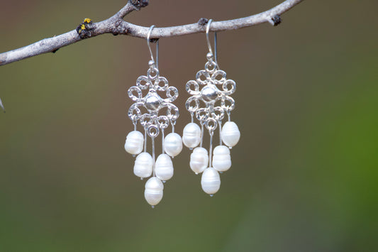 Freshwater Pearls and Sterling Silver Earrings