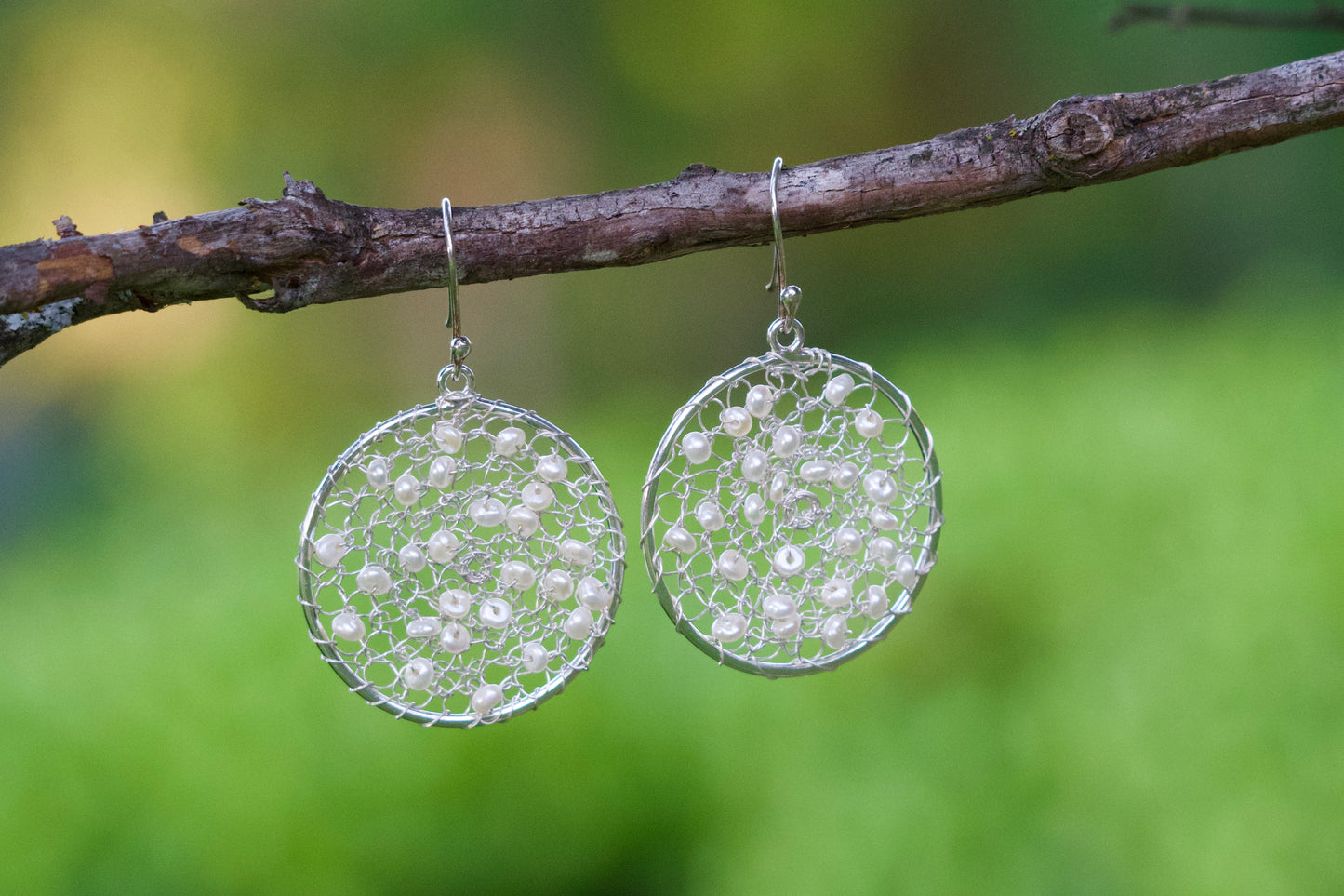 Sterling Silver Crocheted Earrings