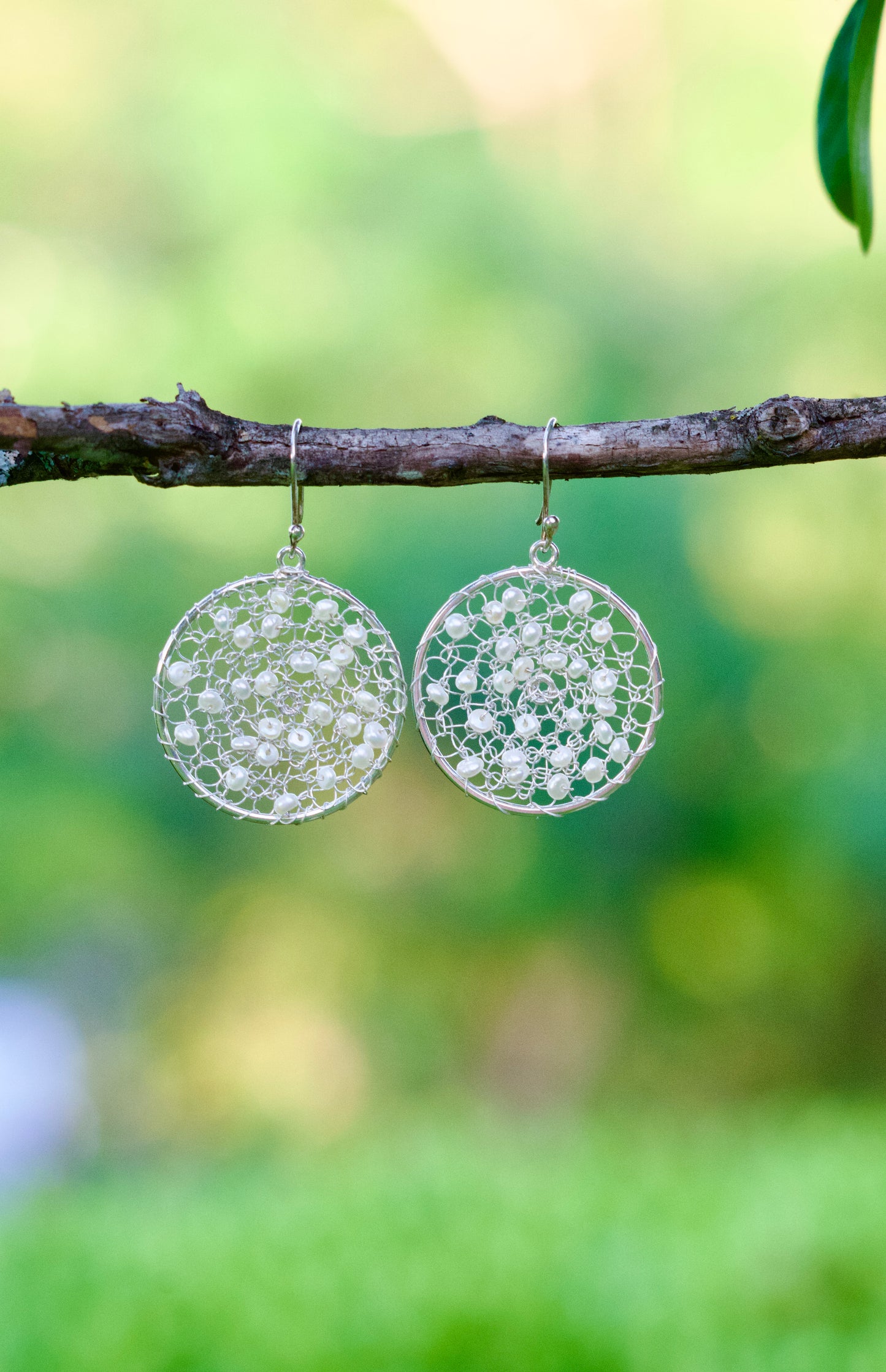 Sterling Silver Crocheted Earrings