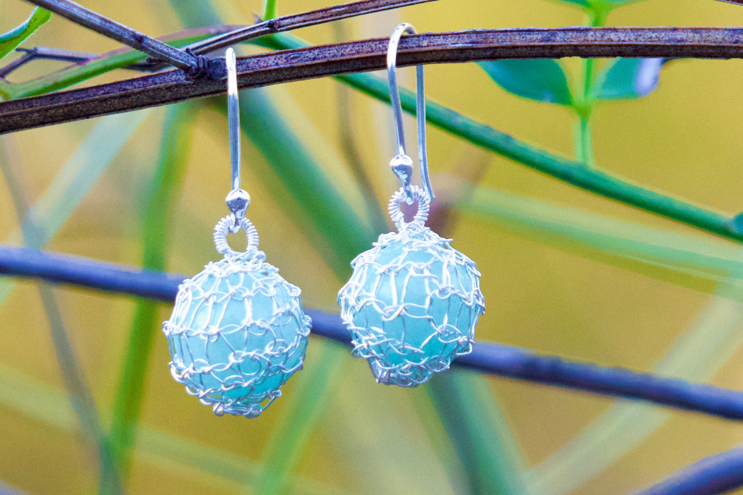 Crocheted Earrings Sterling Silver