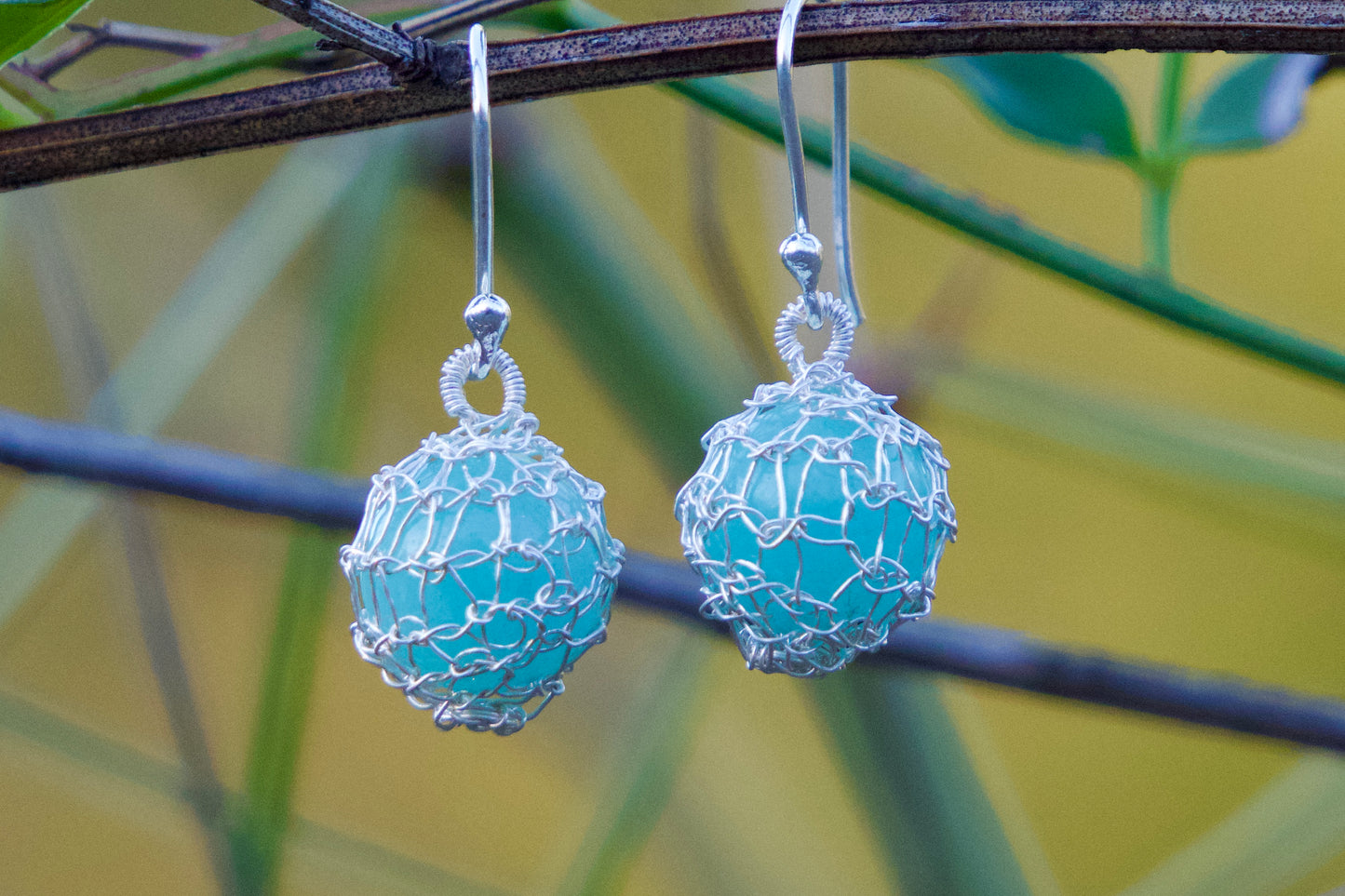 Crocheted Earrings Sterling Silver