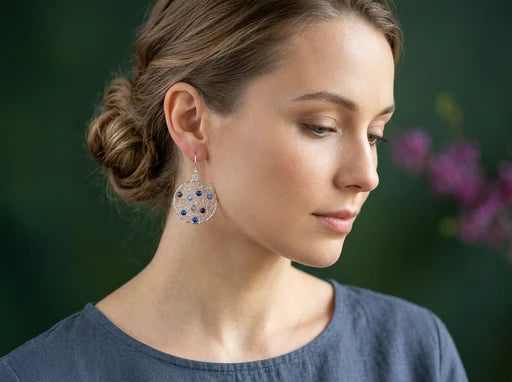 Crocheted Sterling Silver Earrings