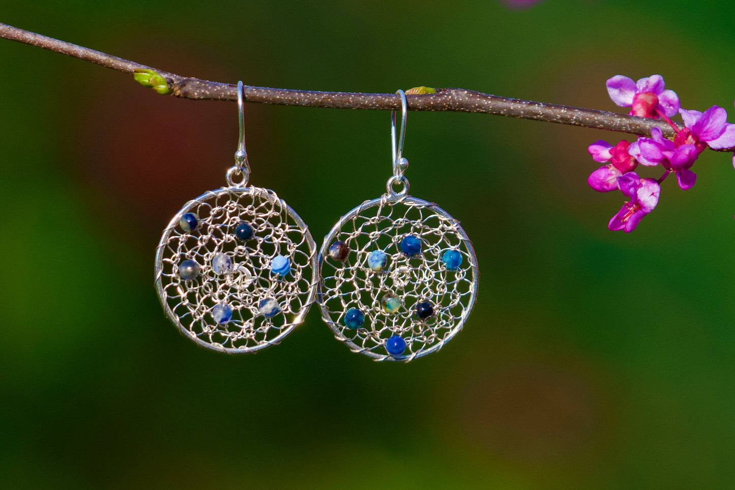 Crocheted Sterling Silver Earrings