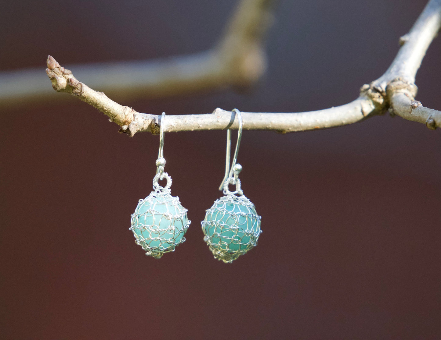 Crocheted Earrings Sterling Silver