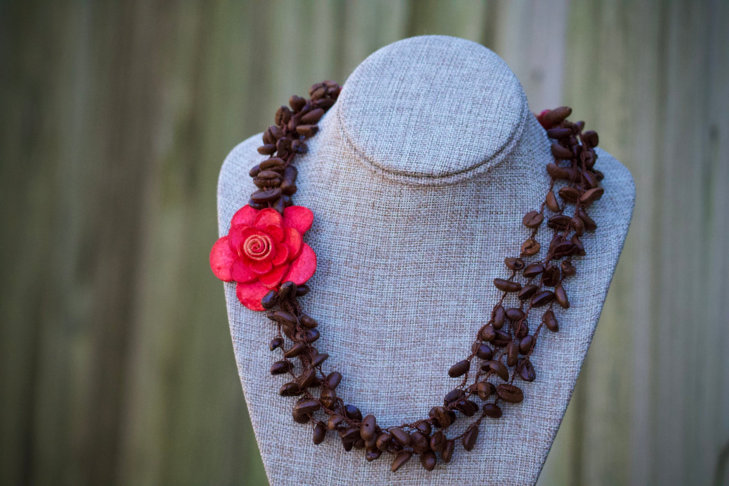 Coffee Beans & Orange Peels Flower Necklace