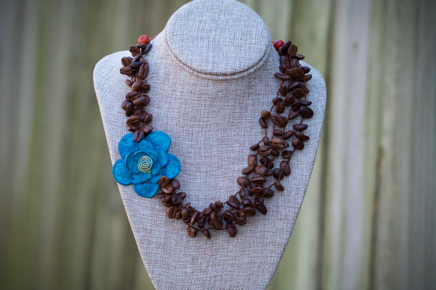 Coffee Beans & Orange Peels Flower Necklace