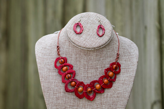 Chira - Peach Pit Red Necklaces